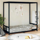 vidaXL fekete tömör fenyőfa gyerekágykeret 80 x 200 cm