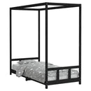 vidaXL fekete tömör fenyőfa gyerekágykeret 90 x 200 cm