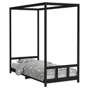vidaXL fekete tömör fenyőfa gyerekágykeret 90 x 200 cm