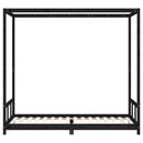 vidaXL fekete tömör fenyőfa gyerekágykeret 90 x 200 cm