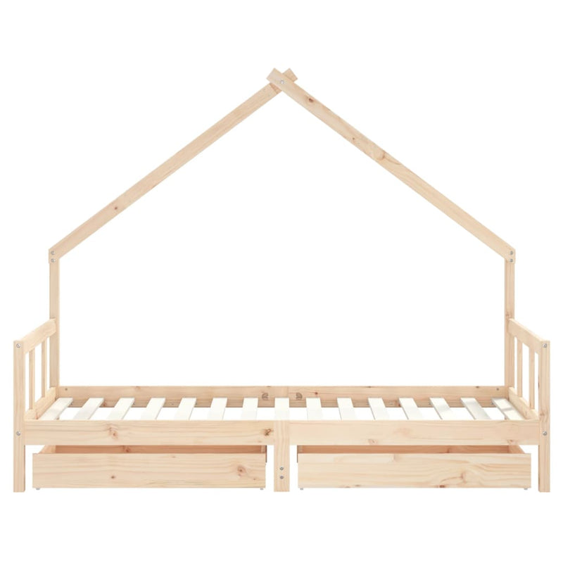 vidaXL tömör fenyőfa gyerekágy keret fiókkal 90x190 cm