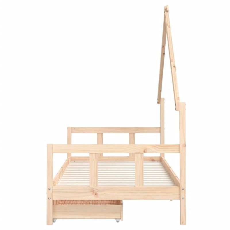 vidaXL tömör fenyőfa gyerekágy keret fiókkal 90x190 cm