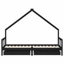 vidaXL fekete tömör fenyőfa gyerekágykeret fiókokkal 80 x 200 cm