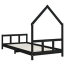 vidaXL fekete tömör fenyőfa gyerekágykeret 90 x 200 cm