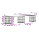 vidaXL tömör fenyőfa gabion kerti pad 203x31x42 cm