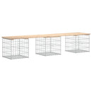 vidaXL tömör fenyőfa gabion kerti pad 203x44x42 cm