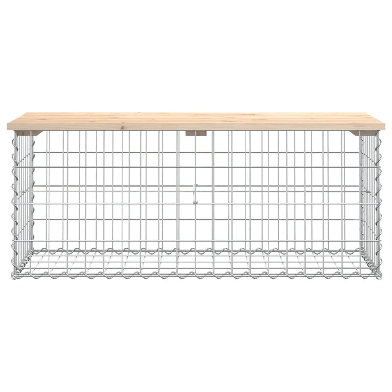 vidaXL tömör fenyőfa gabion kerti pad 103x44x42 cm