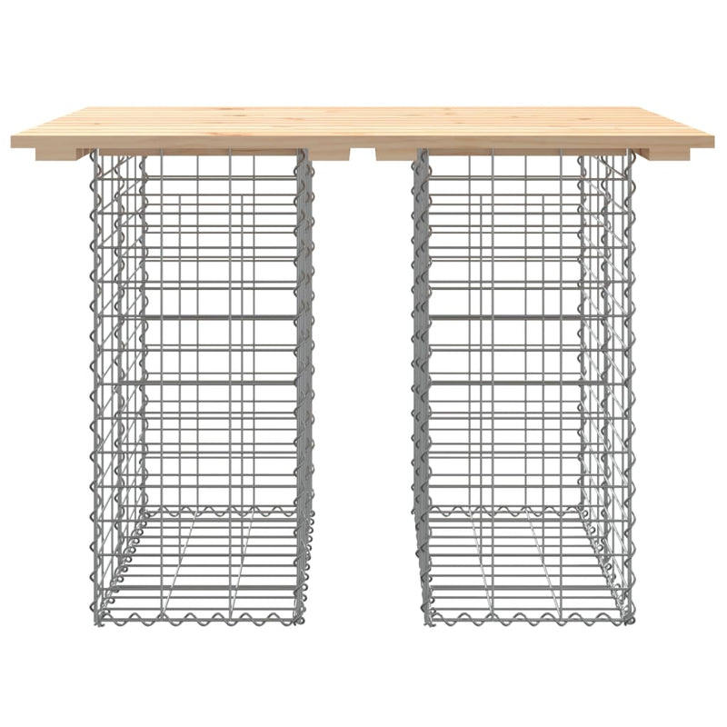 vidaXL tömör fenyőfa kerti asztal gabion mintával 100 x 70 x 72 cm