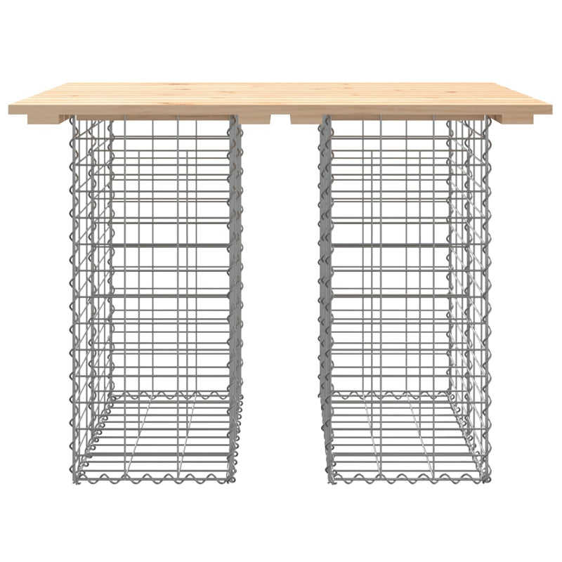 vidaXL tömör fenyőfa kerti asztal gabion mintával 100 x 70 x 72 cm
