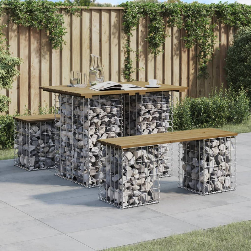 vidaXL gabion mintás impregnált fenyőfa kerti asztal 100 x 70 x 72 cm