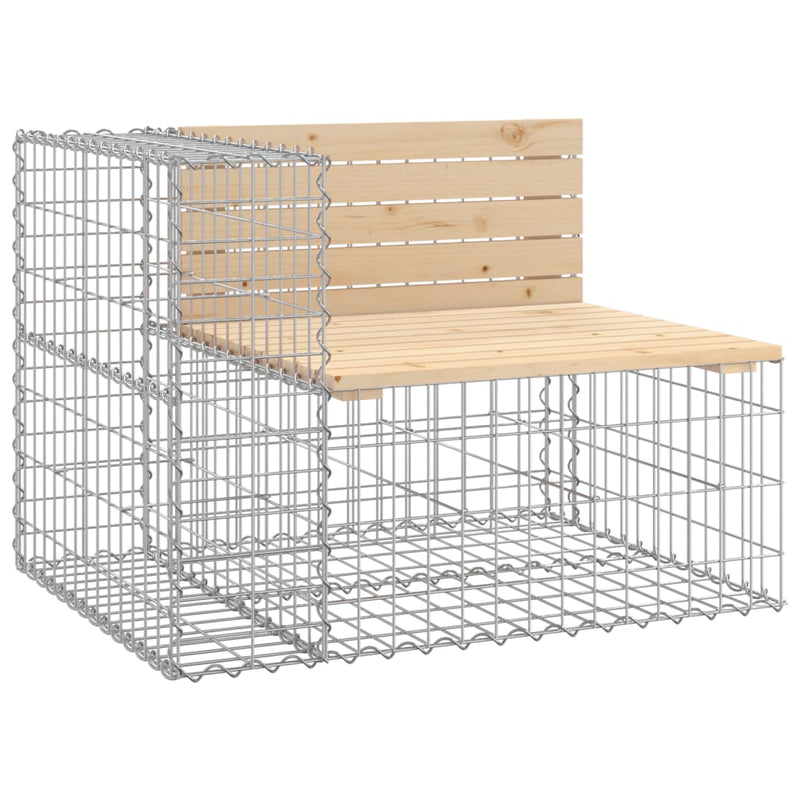 vidaXL tömör fenyőfa gabion kerti pad 92x71x65,5 cm