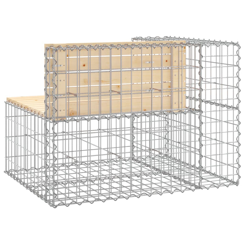 vidaXL tömör fenyőfa gabion kerti pad 92x71x65,5 cm