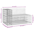 vidaXL tömör fenyőfa gabion kerti pad 122x71x65,5 cm