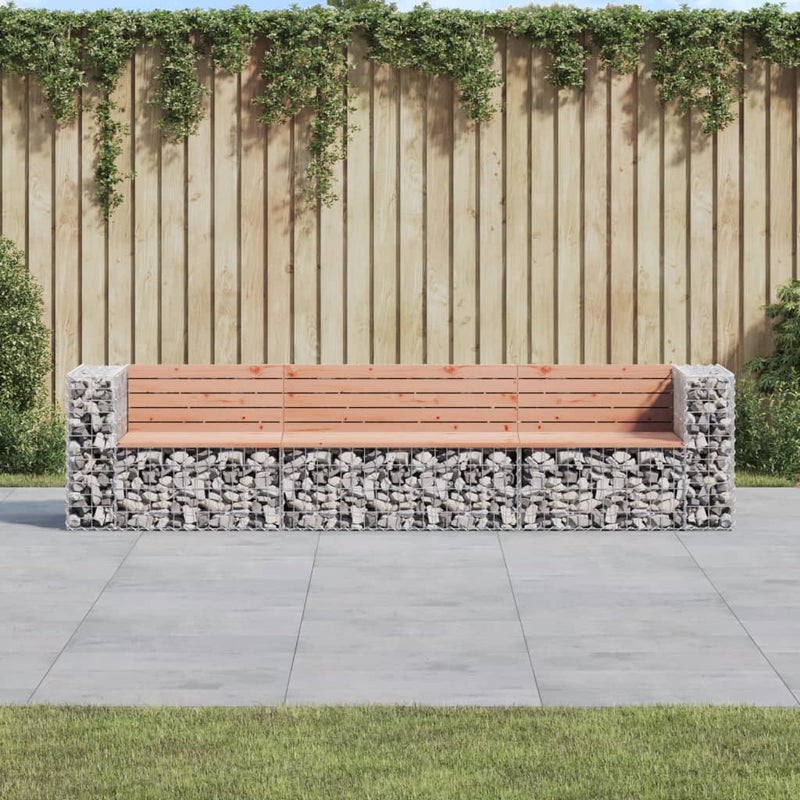 vidaXL tömör duglászfenyő gabion kerti pad 287x71x65,5 cm