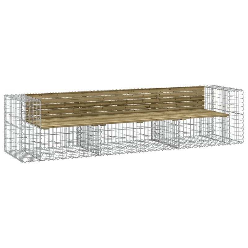 vidaXL tömör impregnált fenyőfa gabion kerti pad 287 x 71 x 65,5 cm