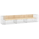 vidaXL tömör fenyőfa gabion kerti pad 347x71x65,5 cm