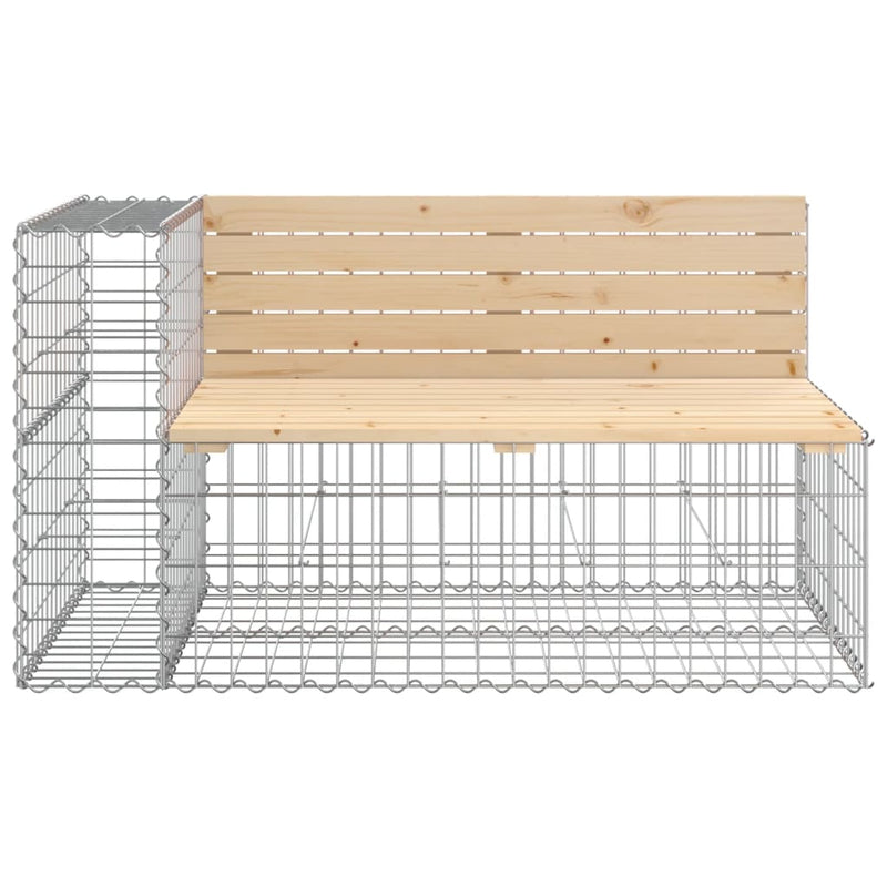 vidaXL tömör fenyőfa gabion kerti pad 347x71x65,5 cm