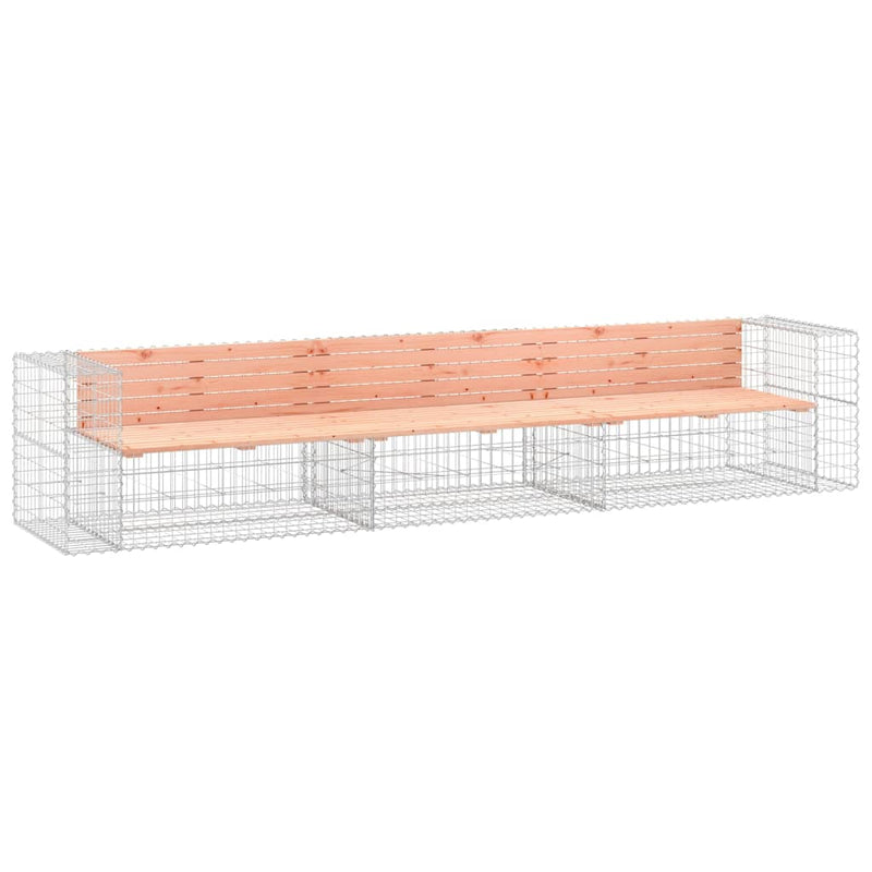 vidaXL tömör duglászfenyő gabion kerti pad 347x71x65,5 cm