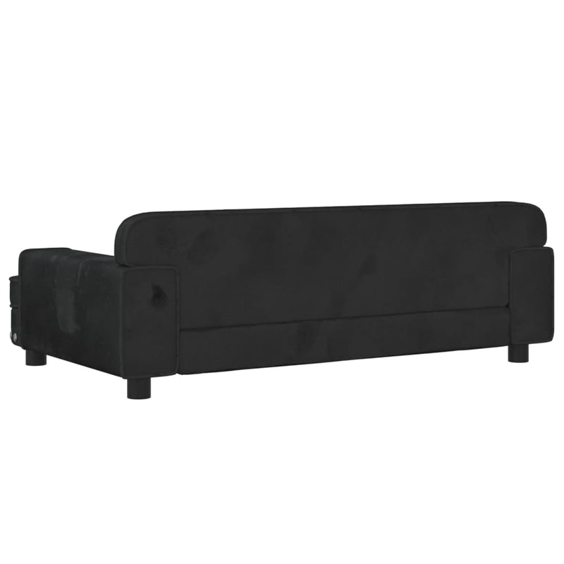 vidaXL fekete bársony gyerekkanapé 90 x 53 x 30 cm