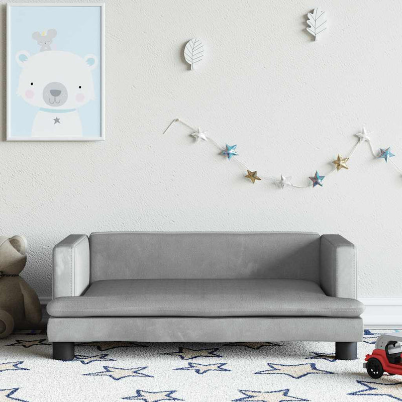 vidaXL világosszürke bársony gyerekkanapé 80 x 45 x 30 cm
