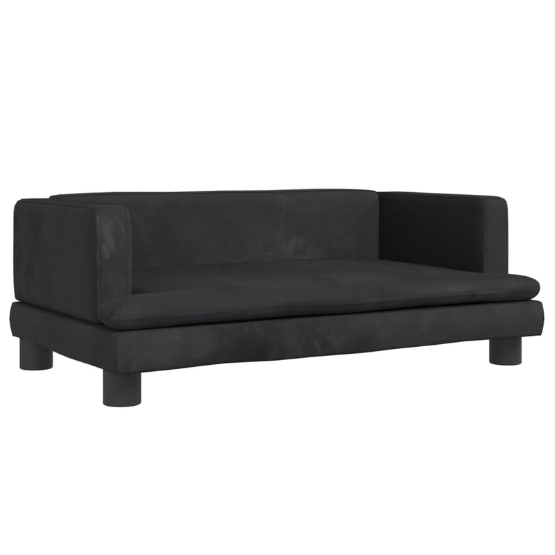 vidaXL fekete bársony gyerekkanapé 80 x 45 x 30 cm