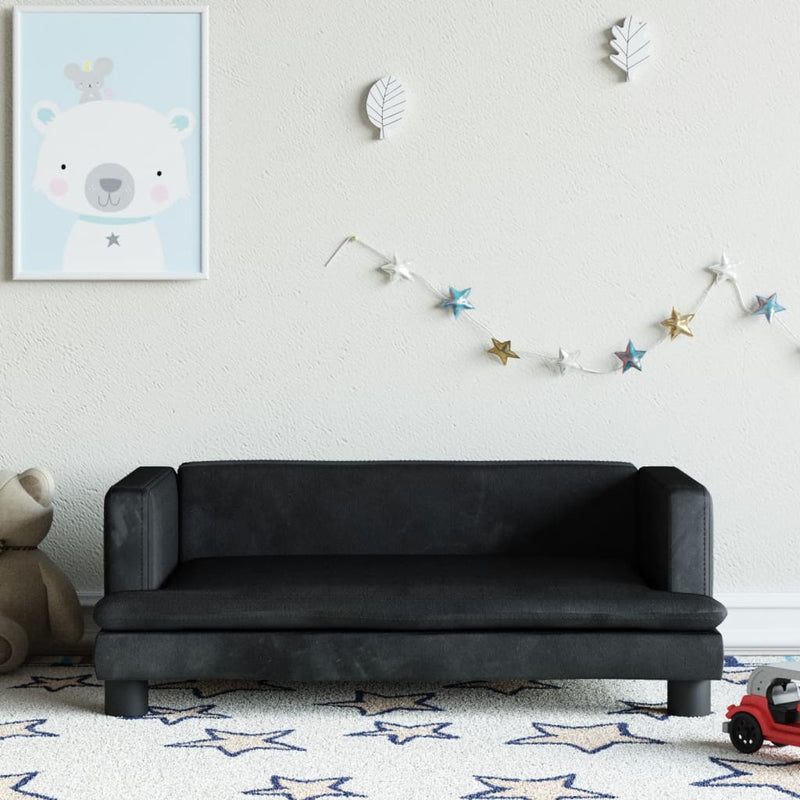 vidaXL fekete bársony gyerekkanapé 80 x 45 x 30 cm