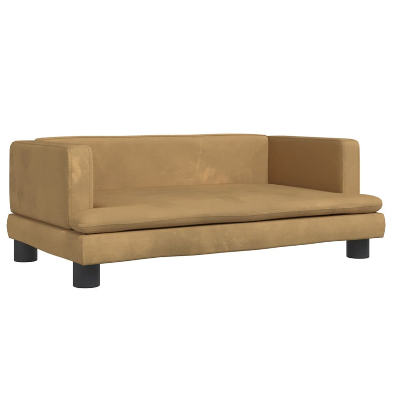 vidaXL barna bársony gyerekkanapé 80 x 45 x 30 cm