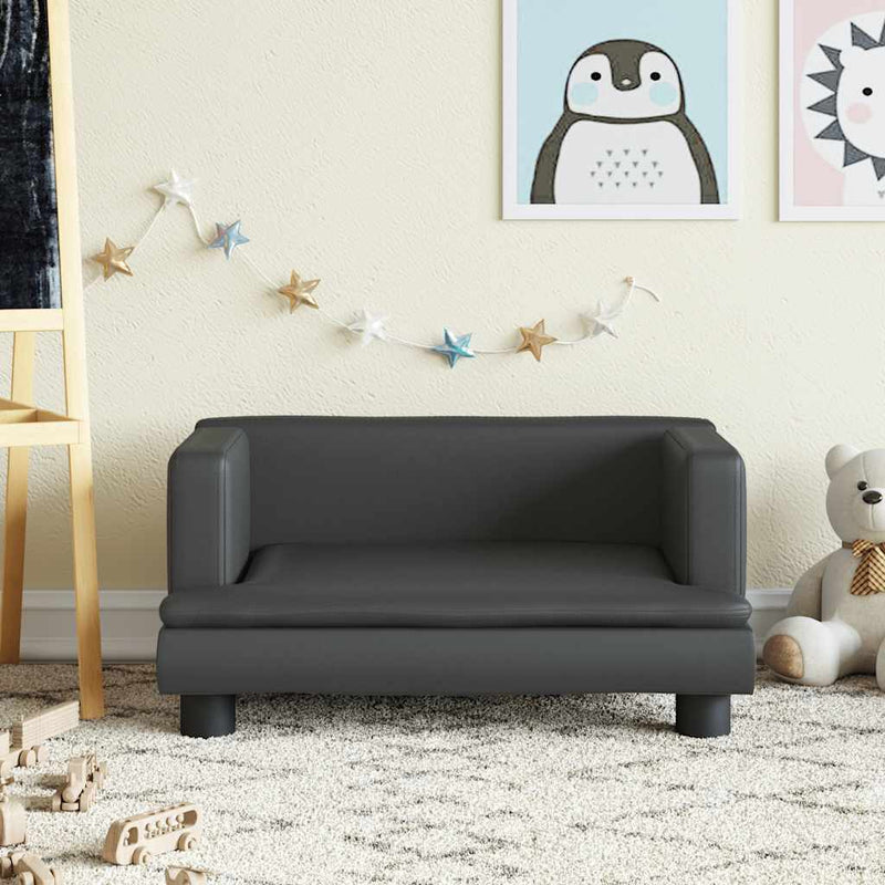 vidaXL fekete gyerek műbőrkanapé 60 x 40 x 30 cm