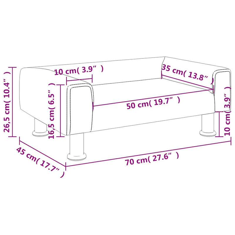 vidaXL kék bársony gyerekkanapé 70 x 45 x 26,5 cm