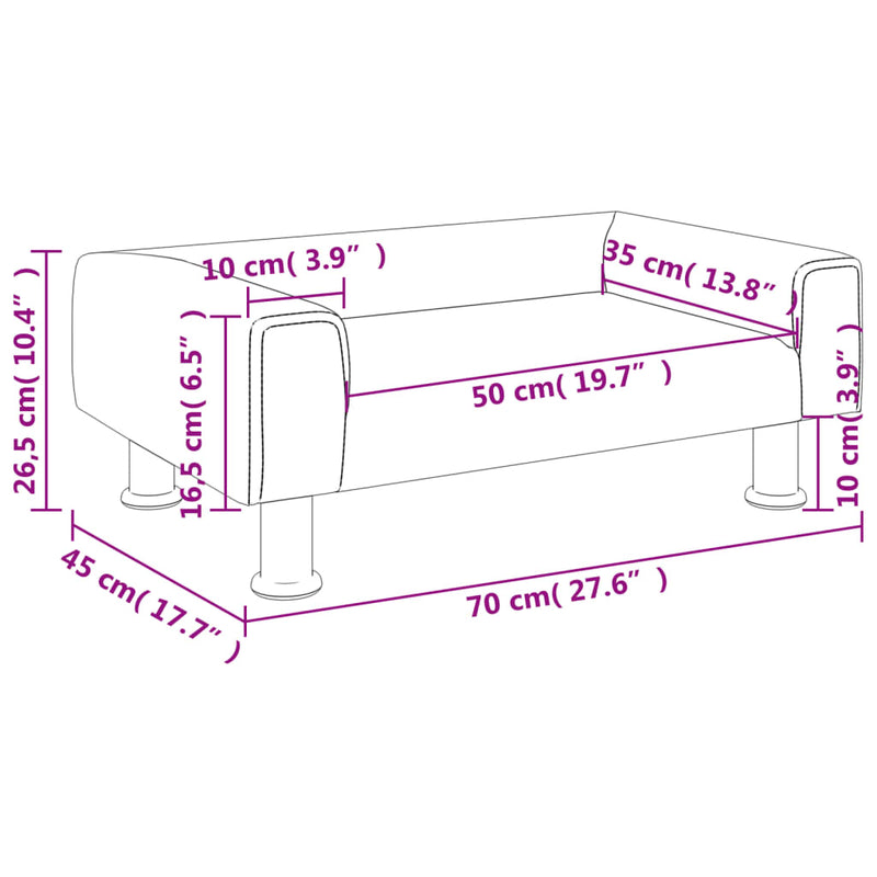 vidaXL fekete bársony gyerekkanapé 70 x 45 x 26,5 cm