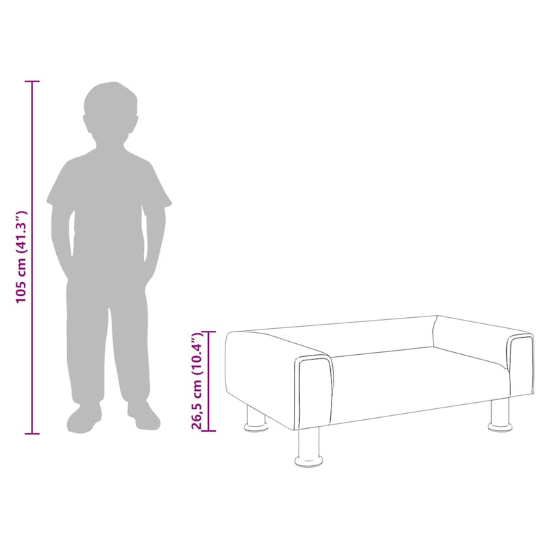 vidaXL fekete bársony gyerekkanapé 70 x 45 x 26,5 cm