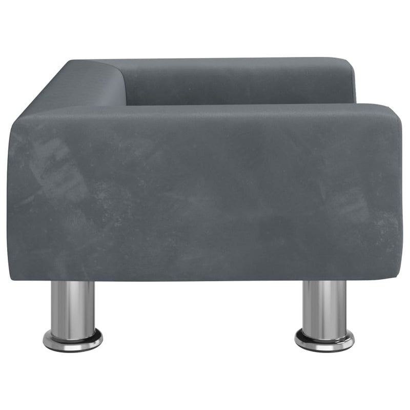 vidaXL sötétszürke bársony gyerekkanapé 50 x 45 x 26,5 cm