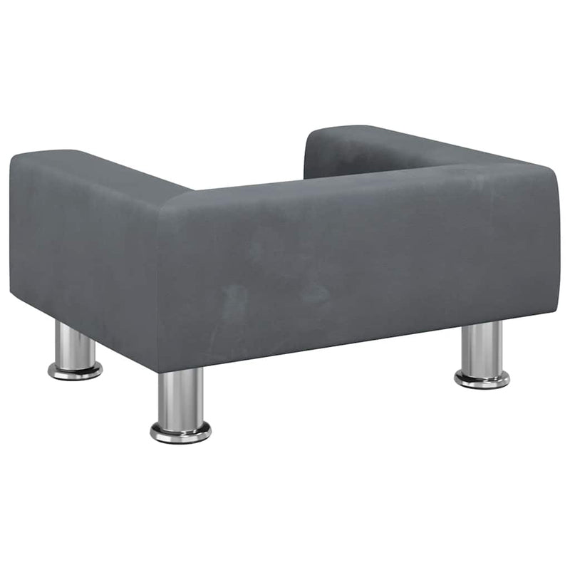 vidaXL sötétszürke bársony gyerekkanapé 50 x 45 x 26,5 cm