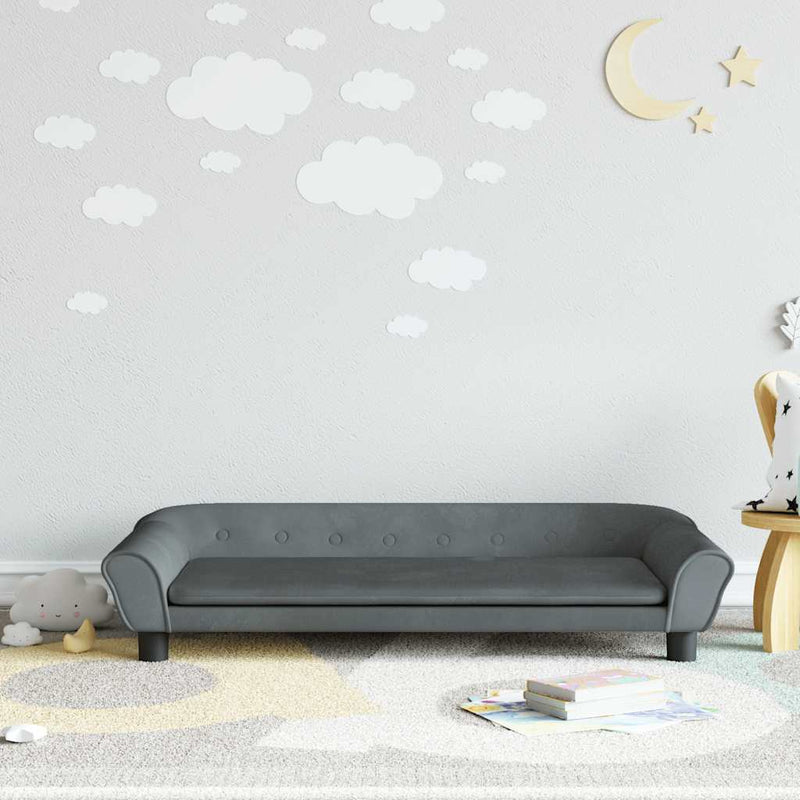 vidaXL sötétszürke bársony gyerekkanapé 100 x 50 x 26 cm