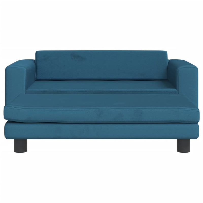 vidaXL kék gyerek bársonykanapé lábzsámollyal 100x50x30 cm