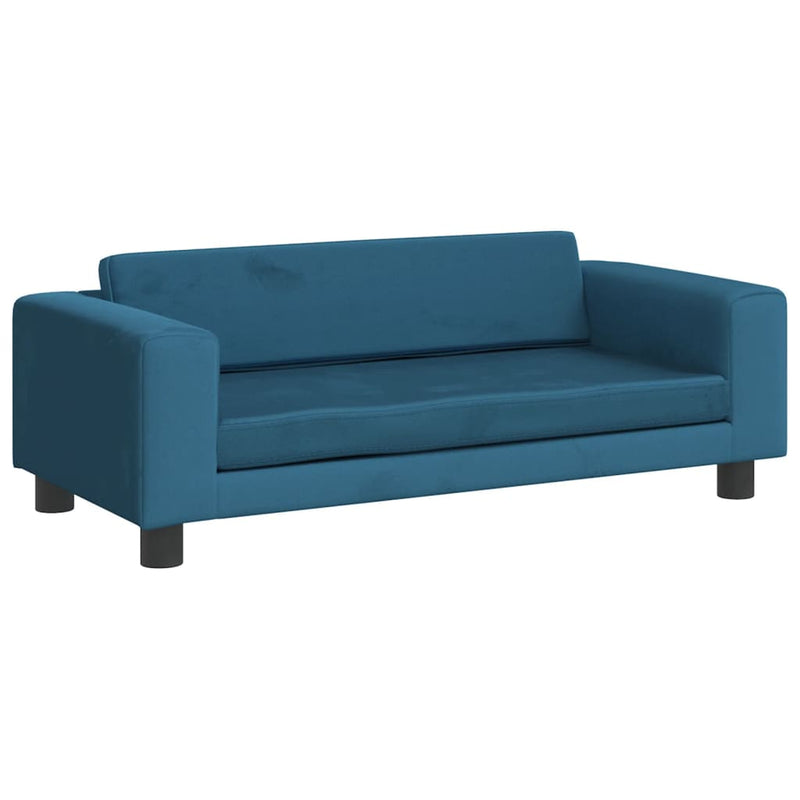 vidaXL kék gyerek bársonykanapé lábzsámollyal 100x50x30 cm