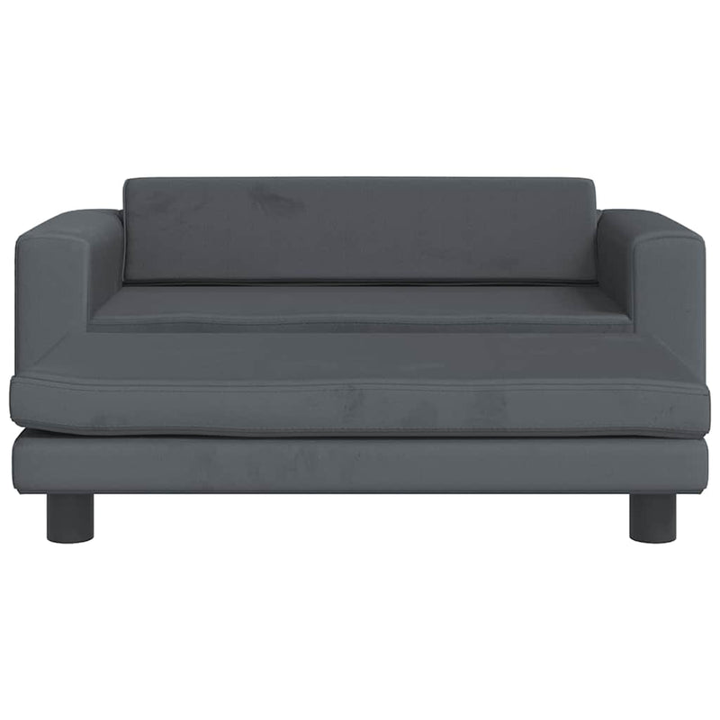 vidaXL sötétszürke gyerek bársonykanapé lábzsámollyal 100x50x30 cm
