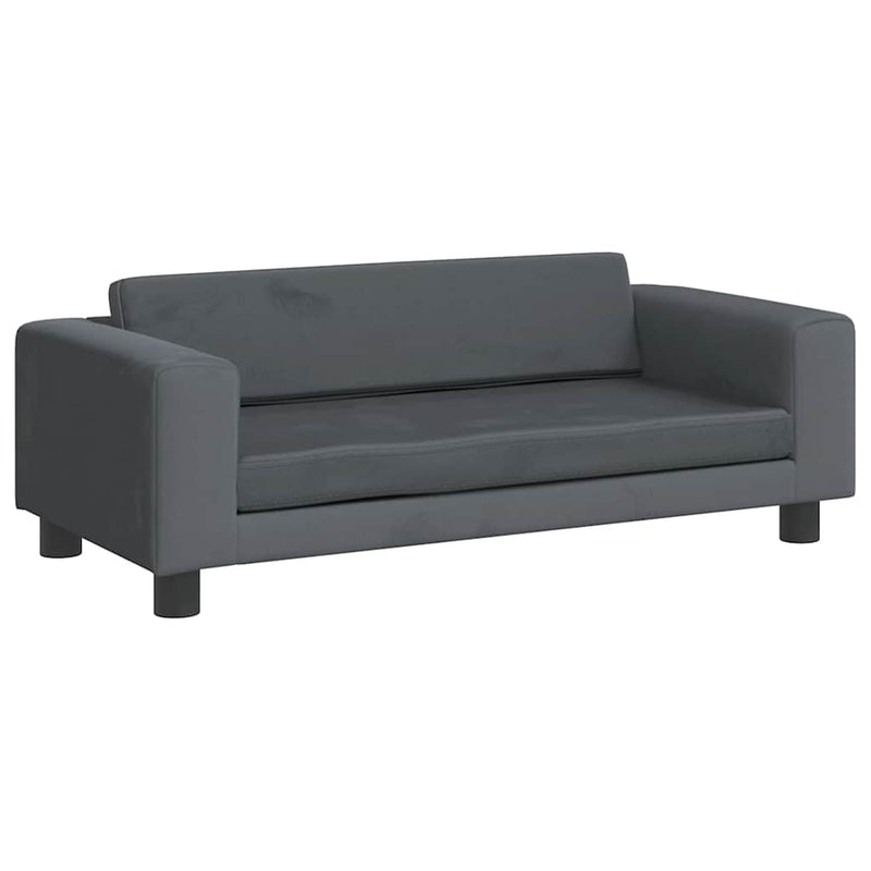 vidaXL sötétszürke gyerek bársonykanapé lábzsámollyal 100x50x30 cm