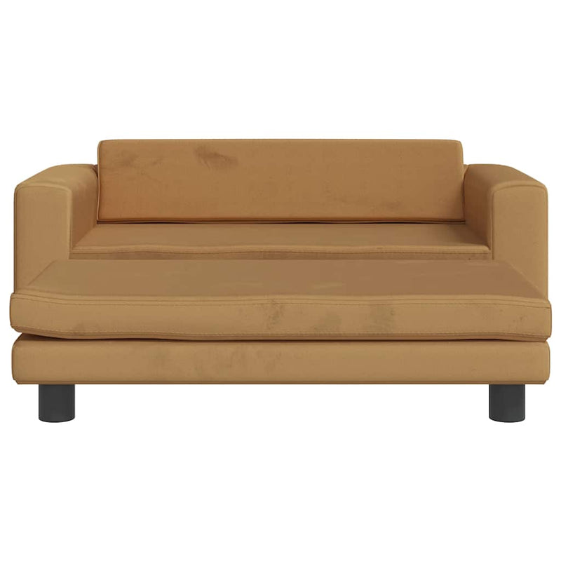 vidaXL barna gyerek bársonykanapé lábzsámollyal 100x50x30 cm