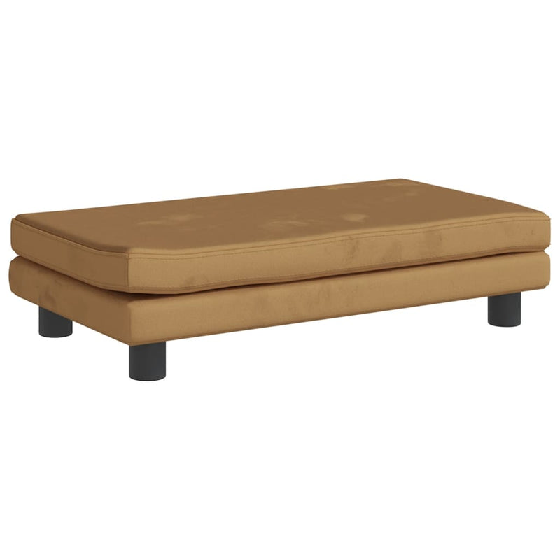 vidaXL barna gyerek bársonykanapé lábzsámollyal 100x50x30 cm