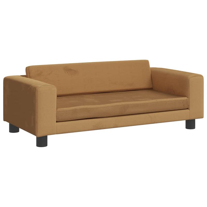 vidaXL barna gyerek bársonykanapé lábzsámollyal 100x50x30 cm