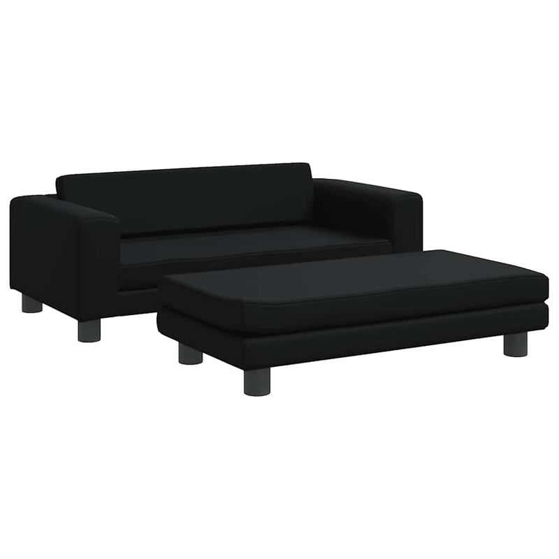vidaXL fekete gyerek bársonykanapé lábzsámollyal 100x50x30 cm