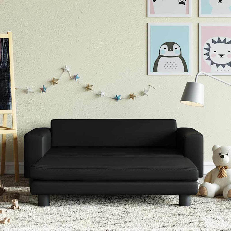 vidaXL fekete gyerek bársonykanapé lábzsámollyal 100x50x30 cm