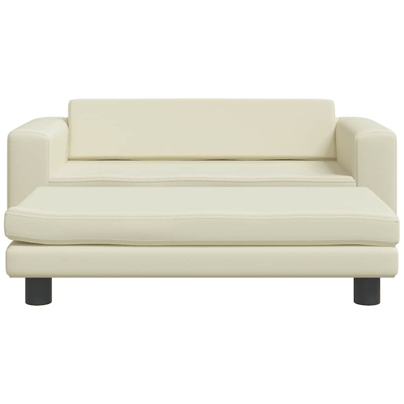 vidaXL krémszínű gyerek bársonykanapé lábzsámollyal 100x50x30 cm