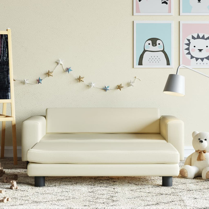 vidaXL krémszínű gyerek bársonykanapé lábzsámollyal 100x50x30 cm