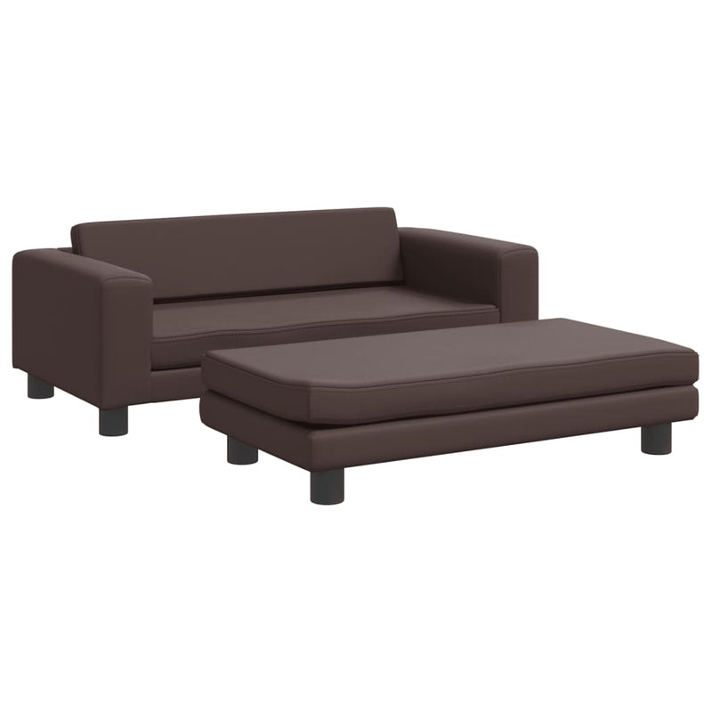vidaXL barna gyerek bársonykanapé lábzsámollyal 100x50x30 cm