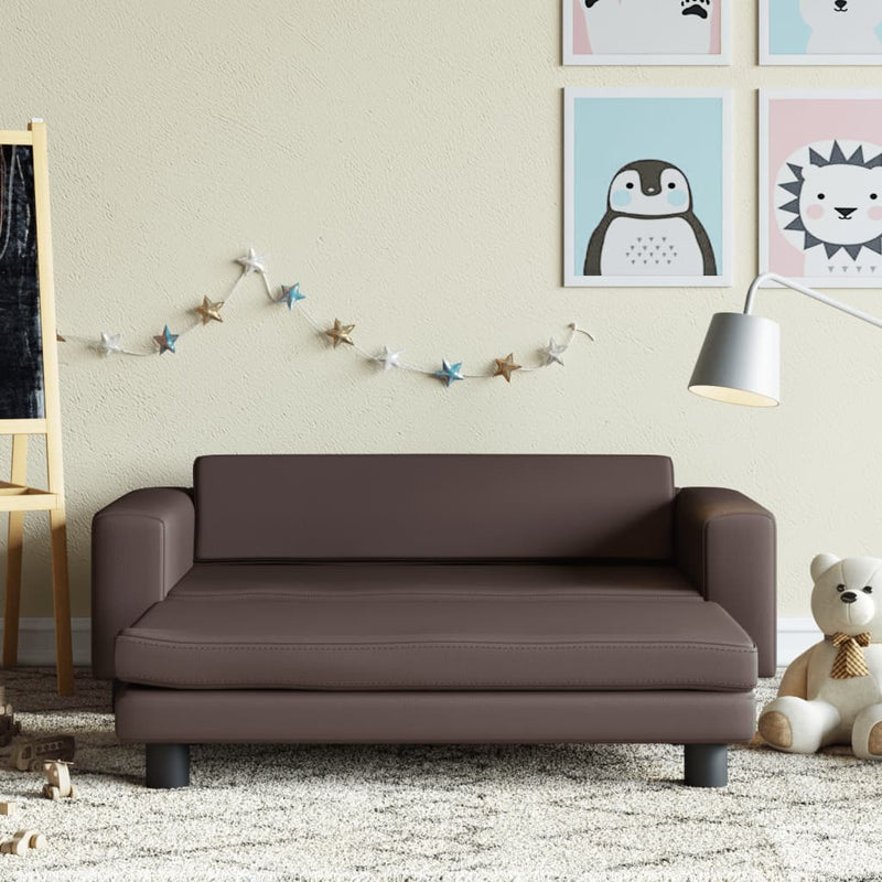 vidaXL barna gyerek bársonykanapé lábzsámollyal 100x50x30 cm