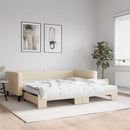 vidaXL krémszínű kihúzható szövet heverő 100x200 cm