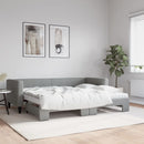 vidaXL világosszürke kihúzható szövet heverő matracokkal 80 x 200 cm