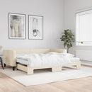 vidaXL krémszínű kihúzható szövet heverő matracokkal 100x200 cm